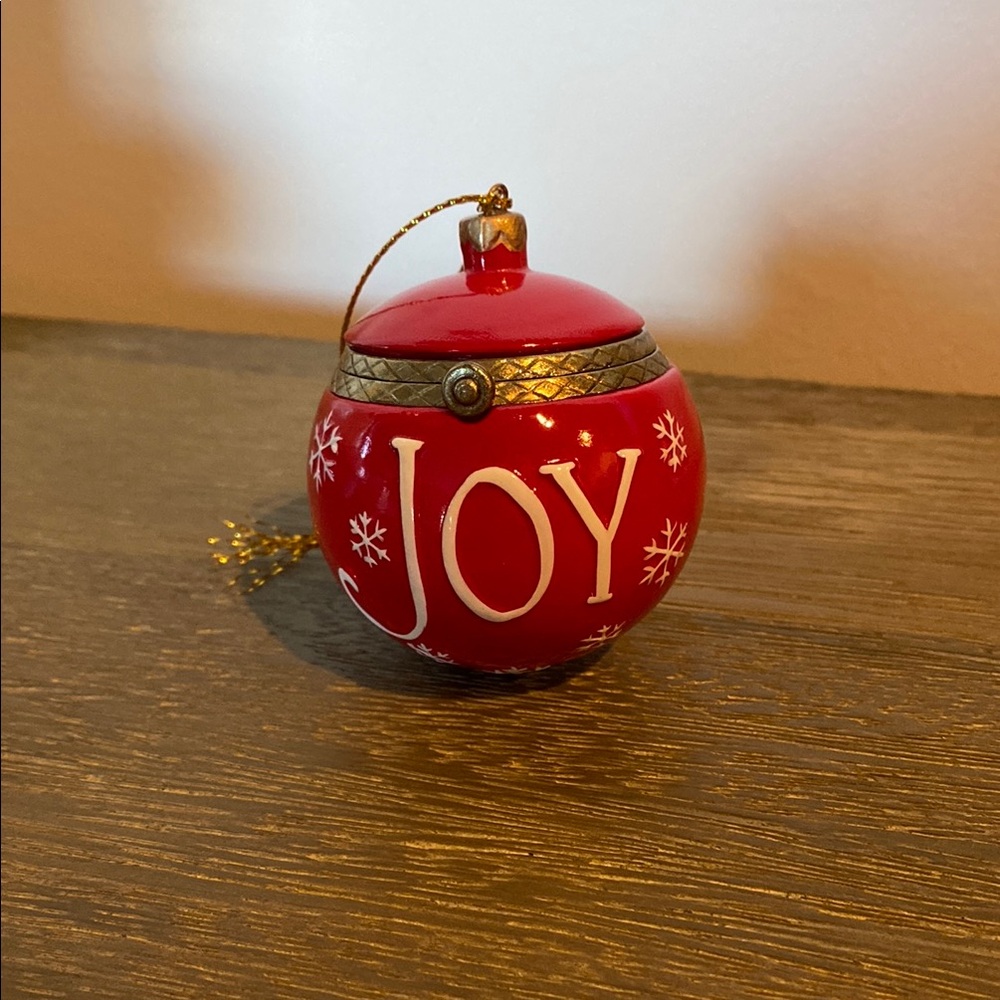 Red Joy Gift Box Christmas Ornament